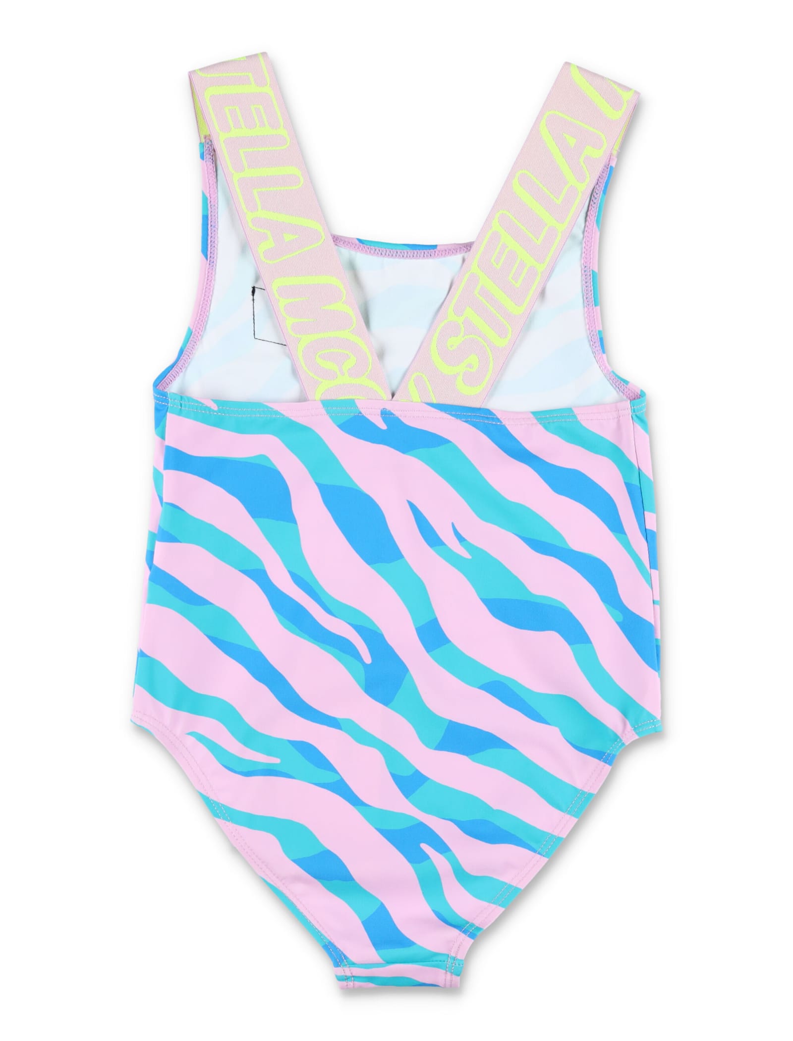Shop Stella Mccartney Zebra Print Swimsuit In Blue Multicolor