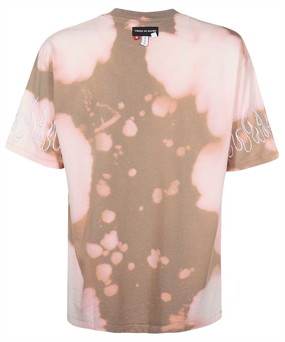 Vision Of Super Flame-embroidered Bleached T-shirt In Brown