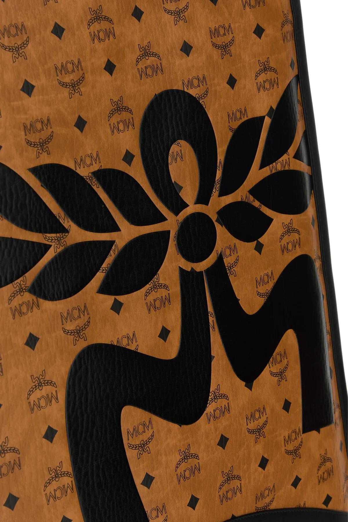 Shop Mcm Printed Canvas Xl Aren Shopping Bag In Brown