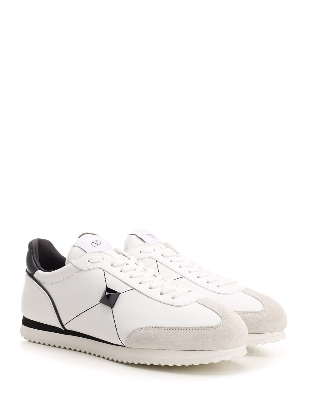 Shop Valentino White Low Top Sneakers In Calf Leather And Nappa Leather