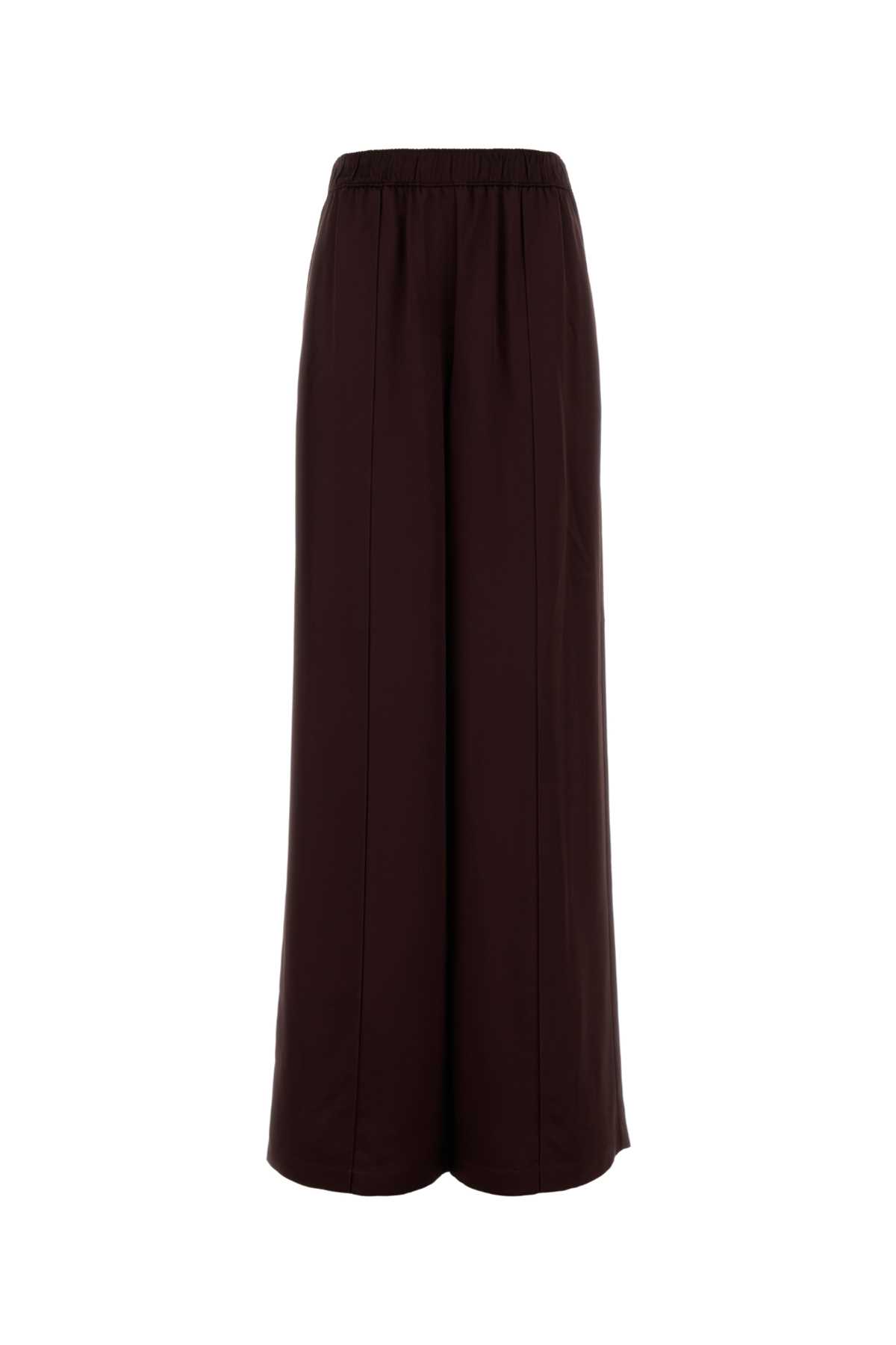 Tory Burch Burgundy Satin Wide-leg Pant In Brown
