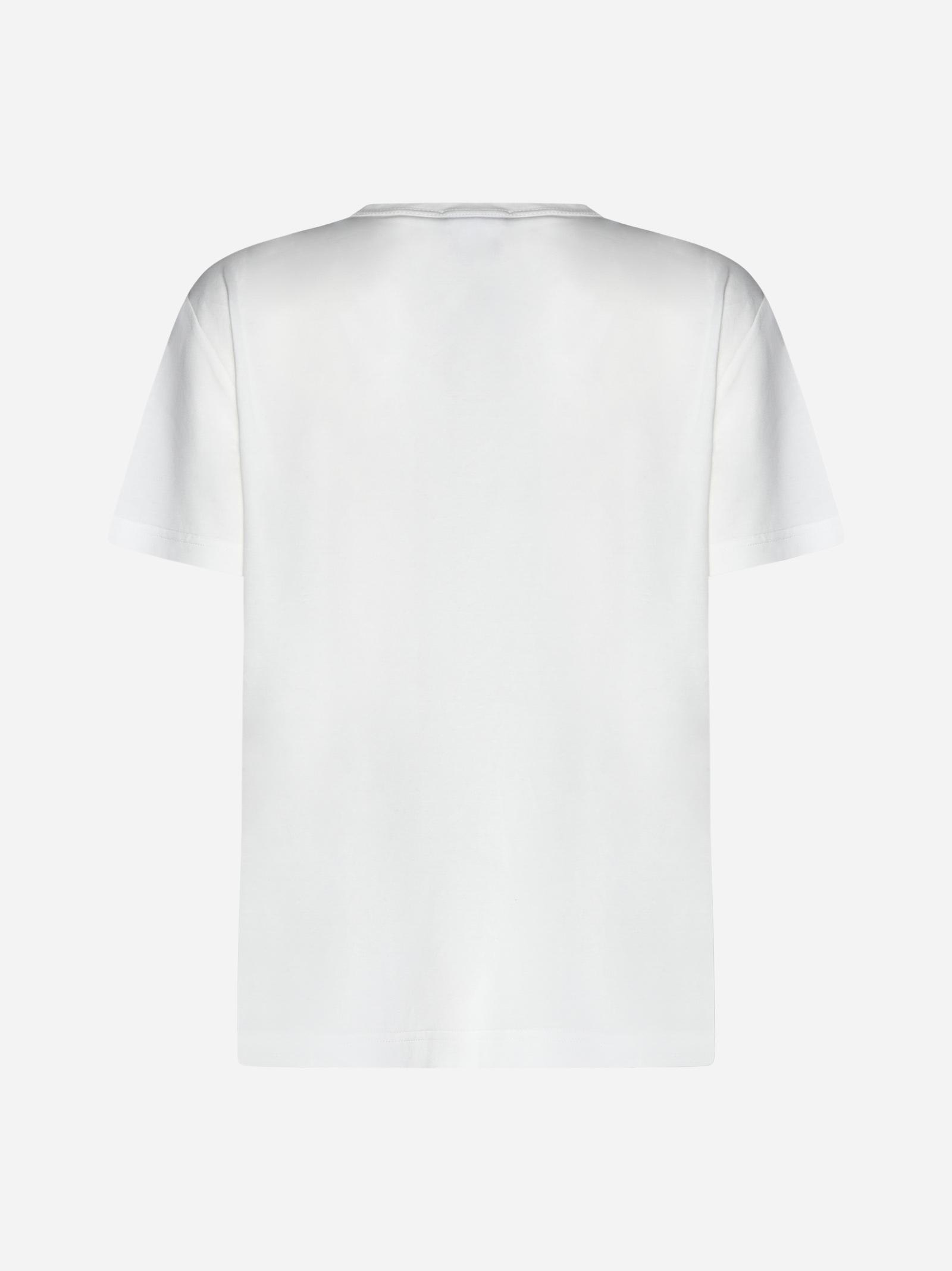 Shop Fabiana Filippi Rhinestone Cotton T-shirt In Bianco