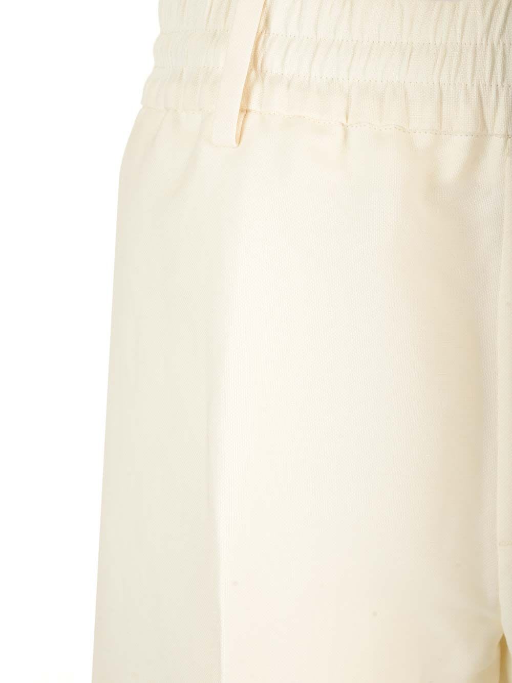 Shop Burberry Paper And Viscose Canvas Trousers In White