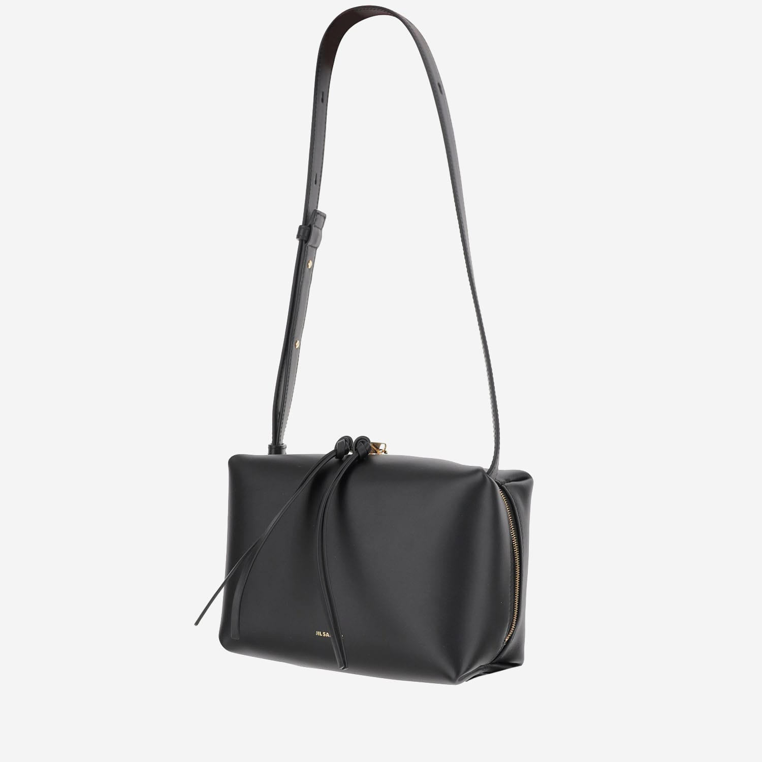 Jil Sander Leather Shoulder Bag With Logo In Black