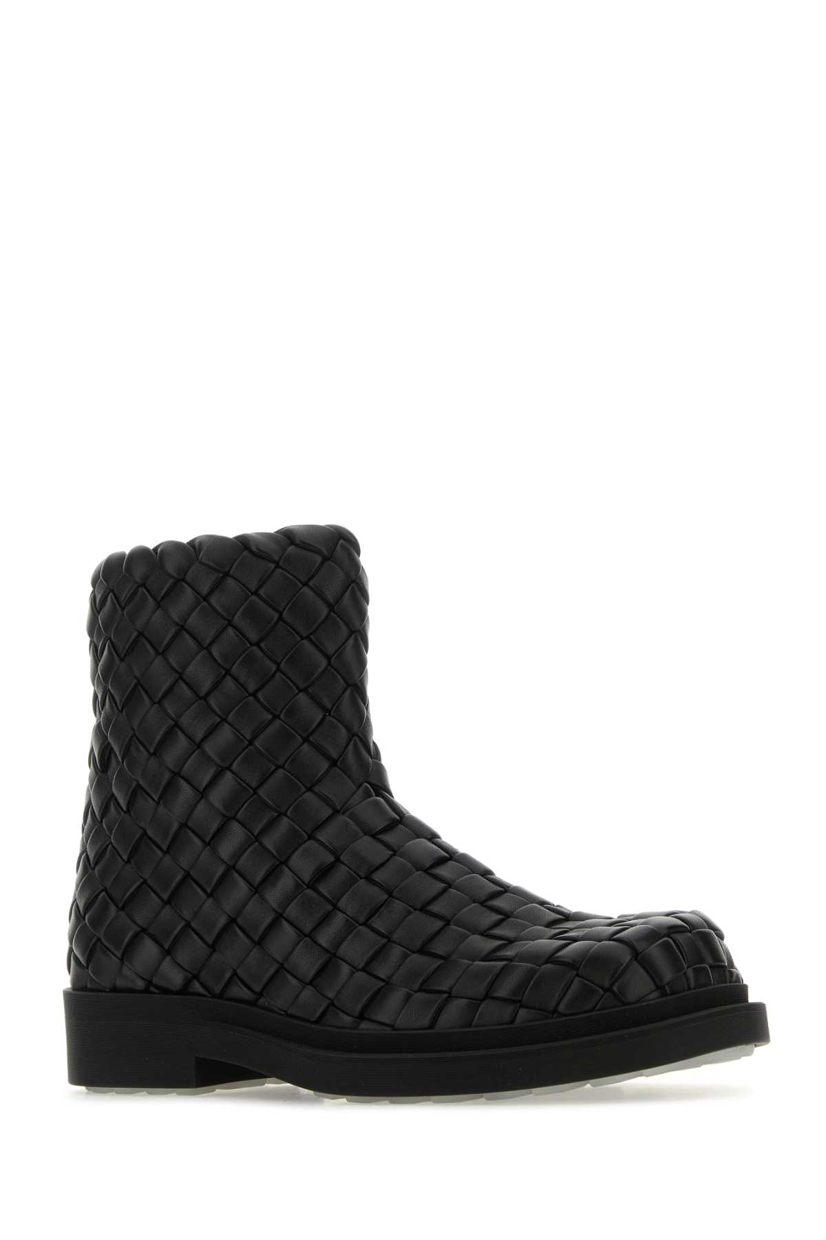 Shop Bottega Veneta Black Leather Ben Ankle Boots In Blk