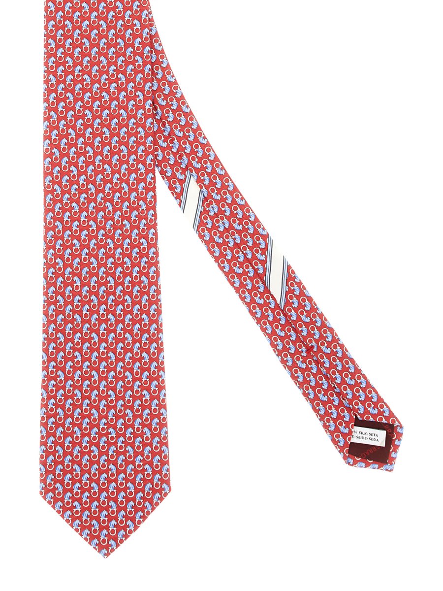 Ferragamo Patterned Slim Width Neckwear In Pink