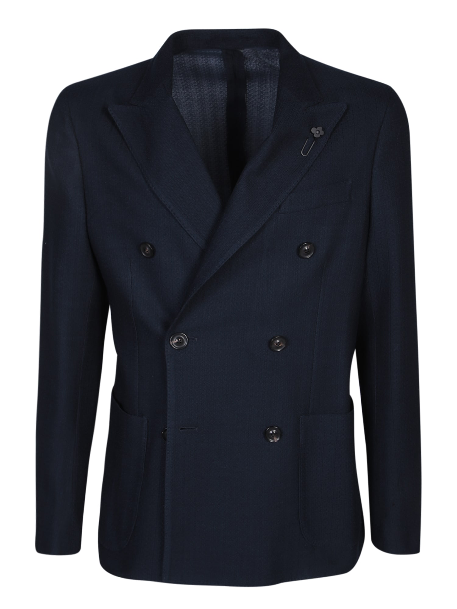 Lardini Jersey Double-breasted Blue Jacket