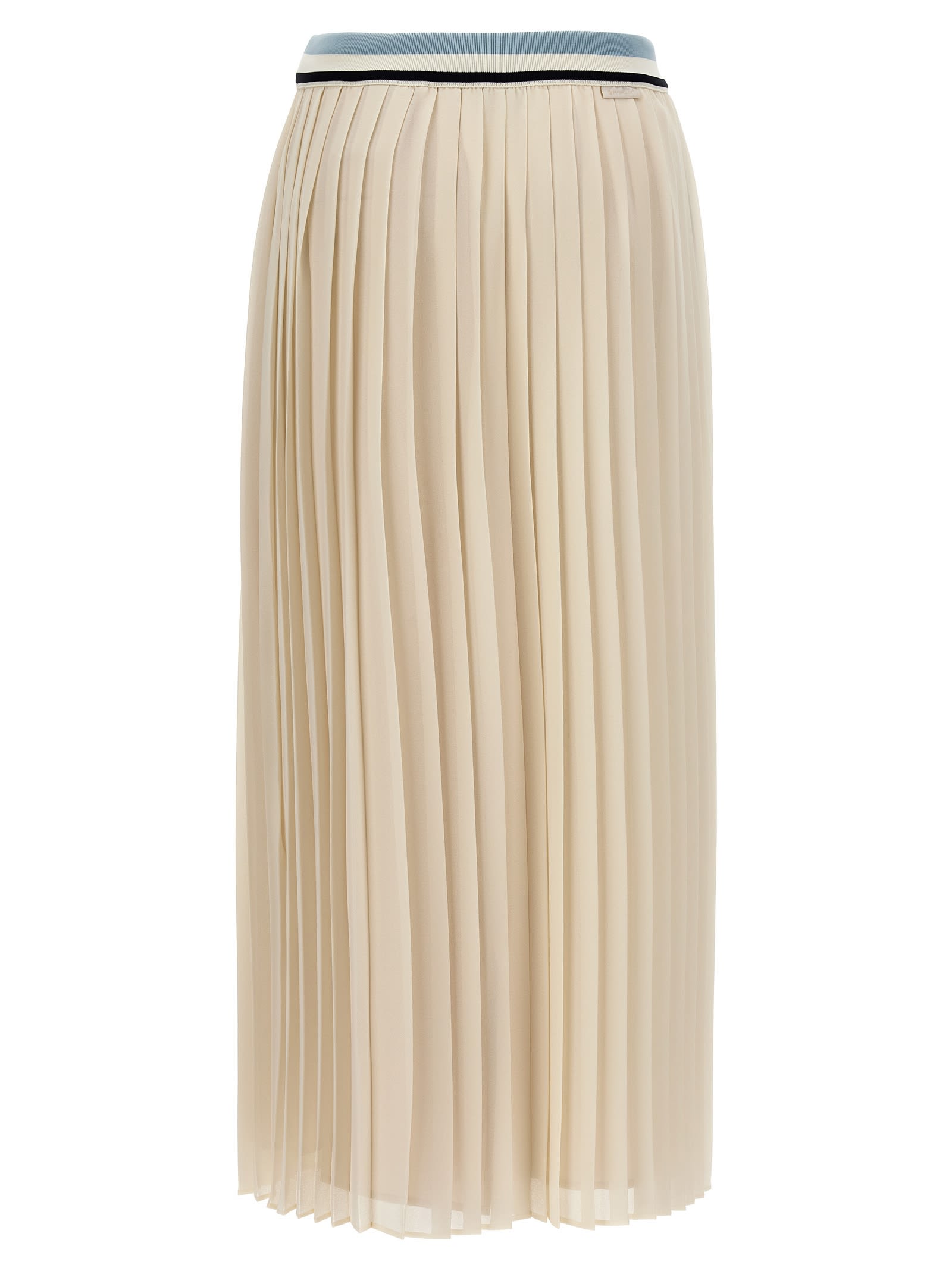 Shop Moncler Long Pleated Skirt In White