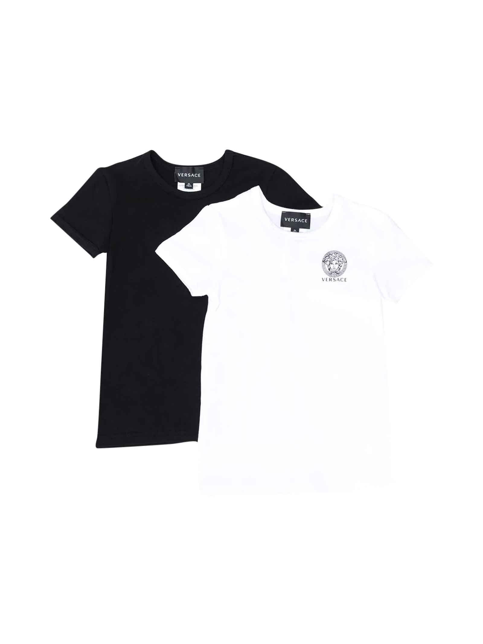 Versace Unisex Black And White T-shirt Set