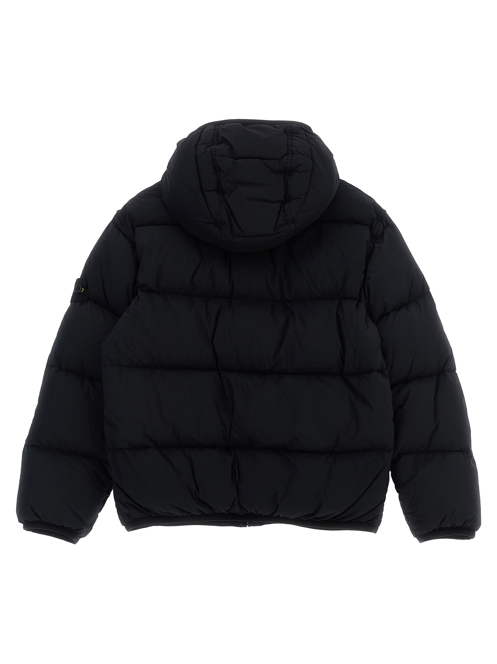 Stone Island Hooded Cotton Jacket In Black