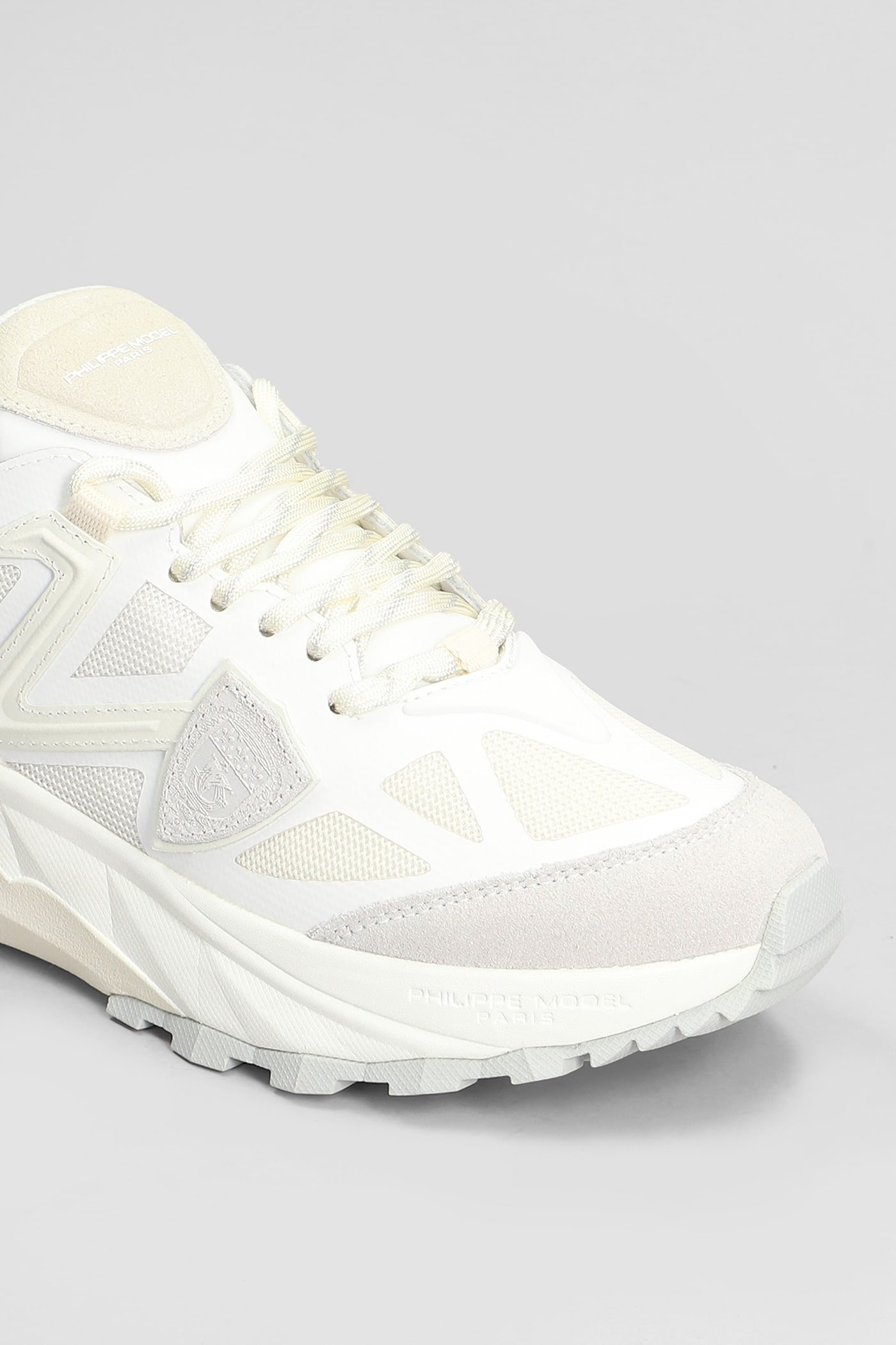 Philippe Model Rocx Low Sneakers In White Fabric In White