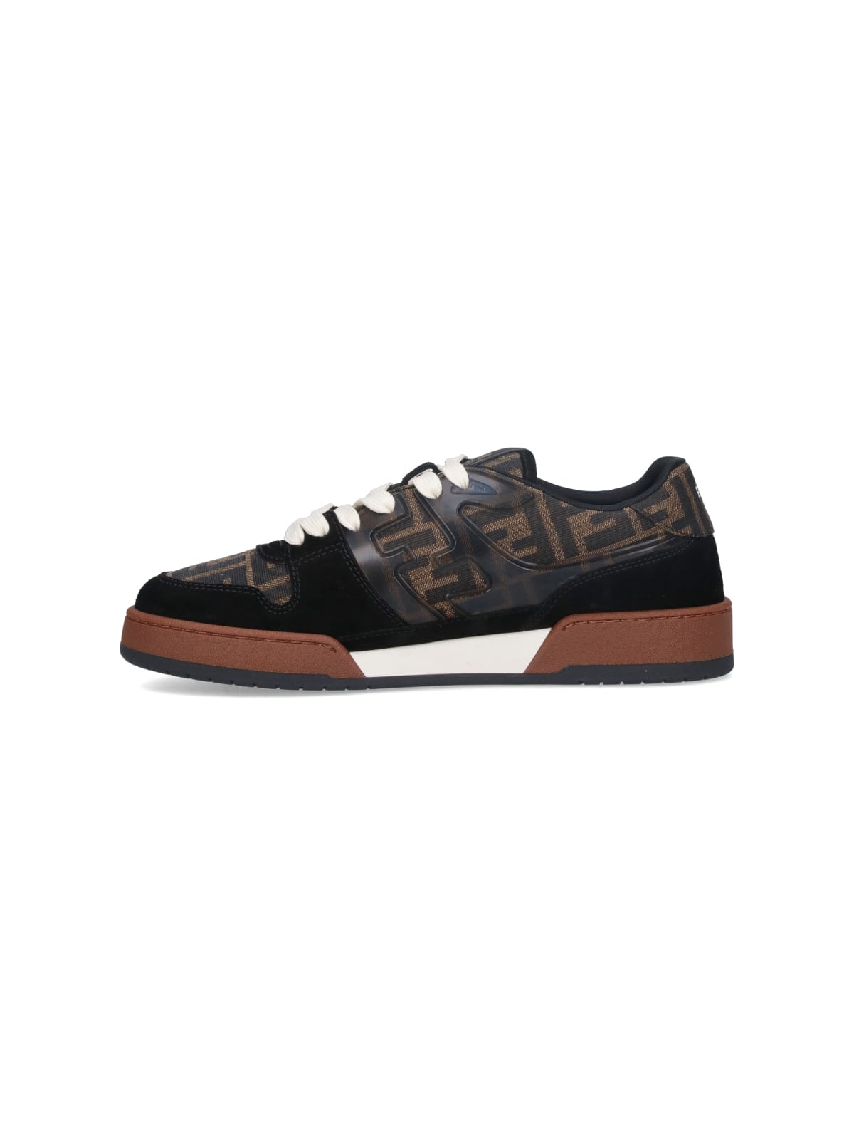 Fendi Match Ff Jacquard Low-top Sneakers In Brown