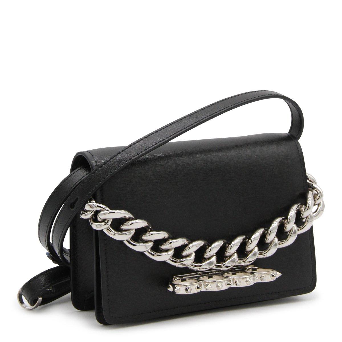 Shop Alexander Mcqueen Four Ring Foldover Top Clutch Bag In Black