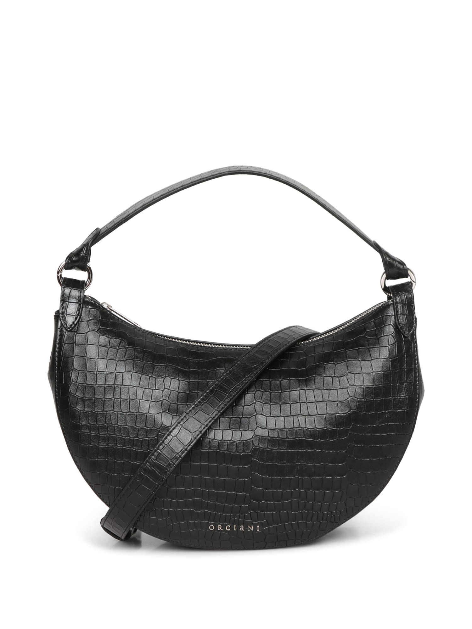 ORCIANI DUMPLING CROCODILE BLACK BAG 