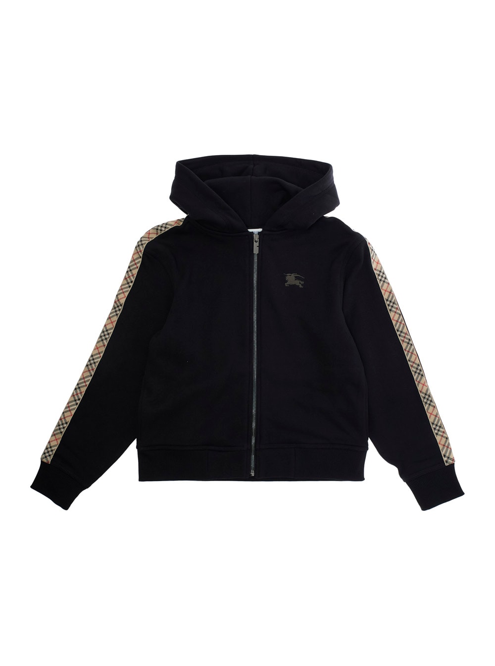 Burberry Black Hoodie With Equestrian Knight Motif On The Front In Cotton Boy In Black