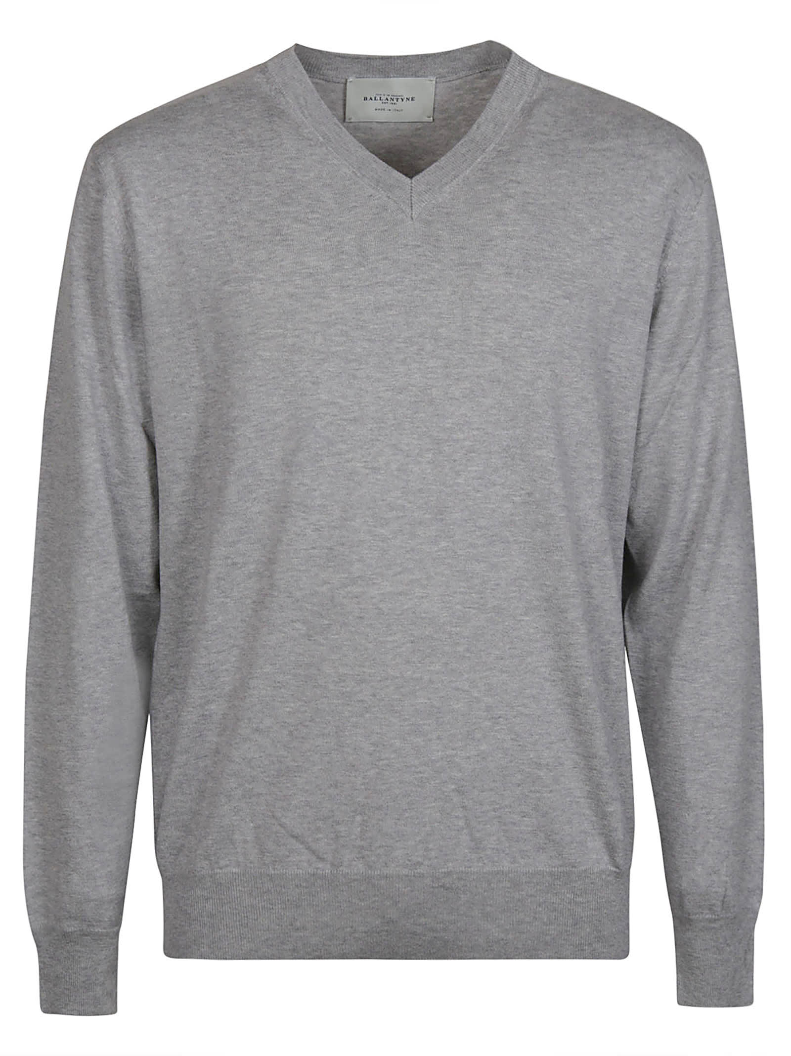 Ballantyne V-neck Plain Sweater In Gray