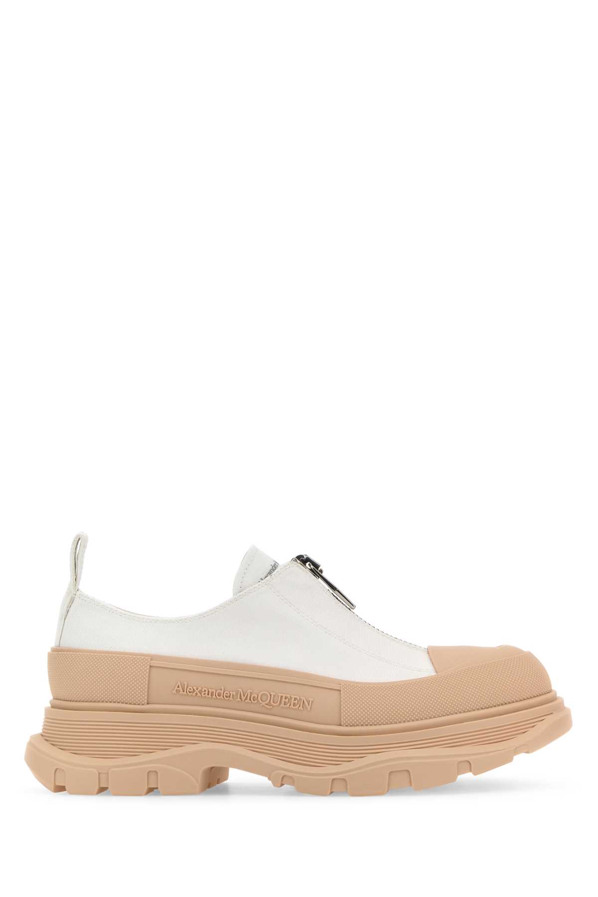 Shop Alexander Mcqueen Two-tone Canvas Tread Slick Sneakers In Whiteoat