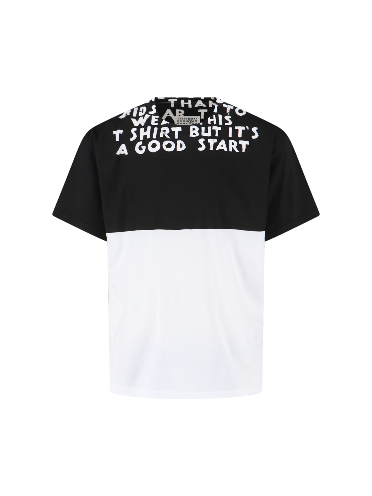 Mm6 Maison Margiela Mm6 By Maison Margiela Bicolor Contrast Print T-shirt With Round Neckline And Short Sleeves In Yellow