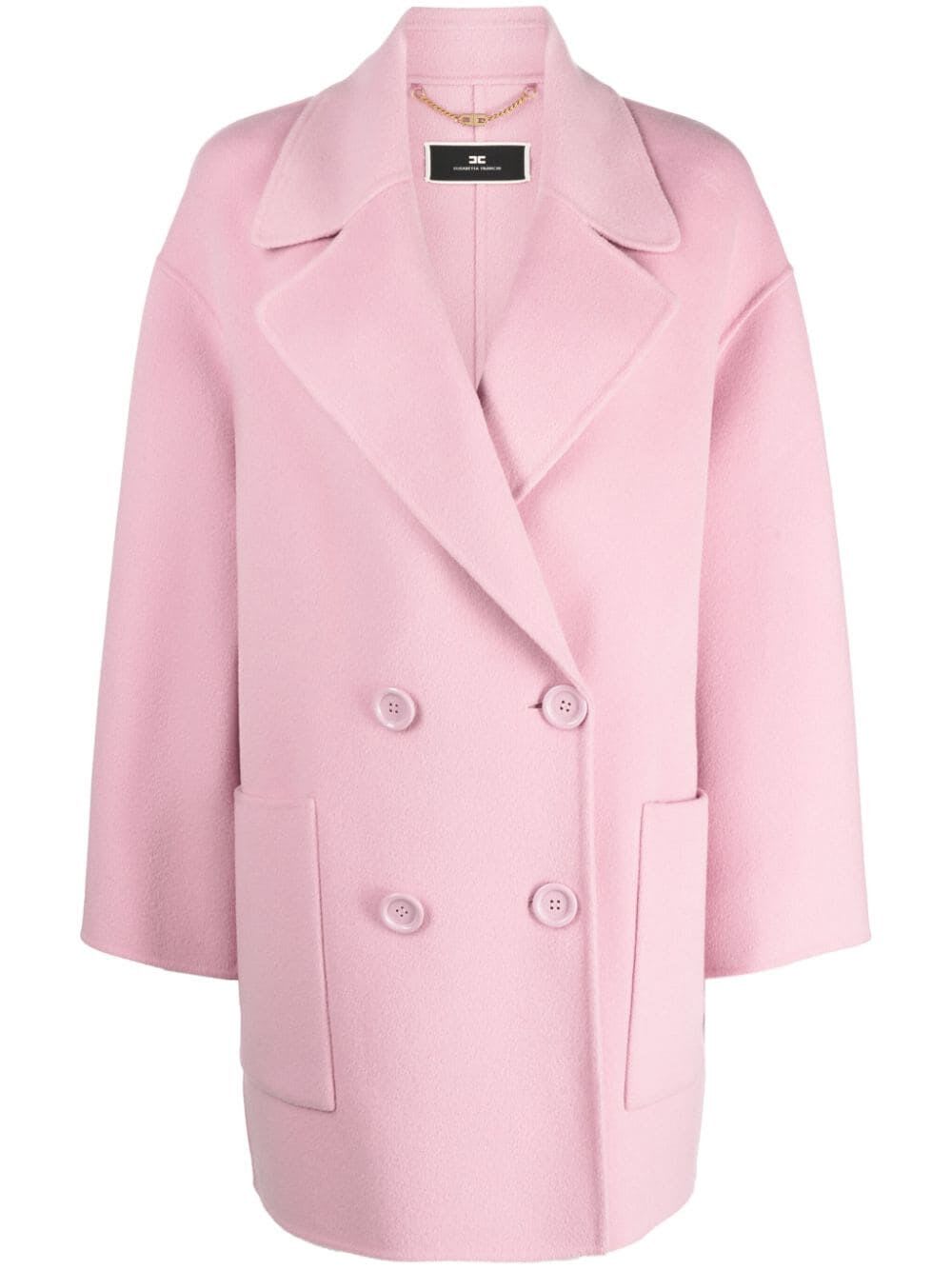 Shop Elisabetta Franchi Oversize Double Breasted Coat In Soft Berry