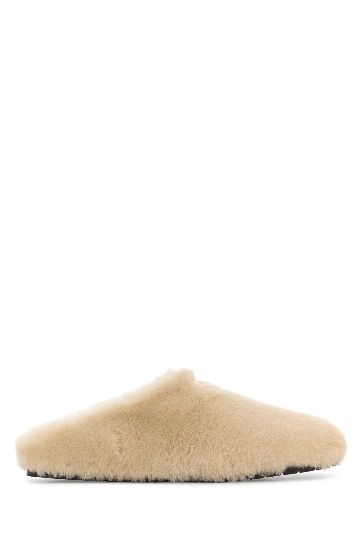 Prada Sand Shearling Slippers