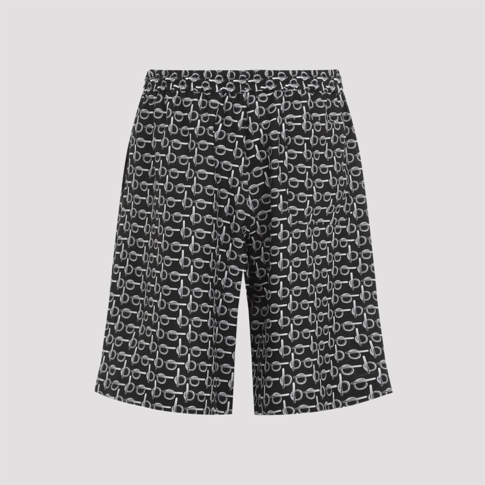 Shop Burberry Silk Shorts In Silver Black