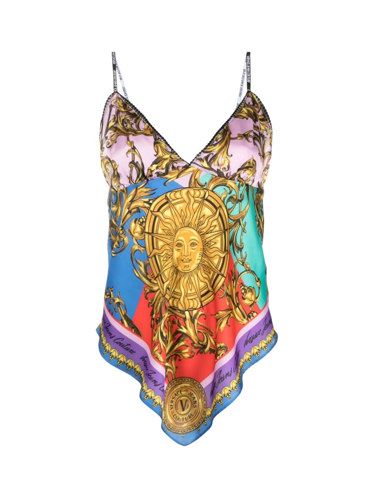 Versace Jeans Couture Placed Top Light Satin Panel Foulard Garland