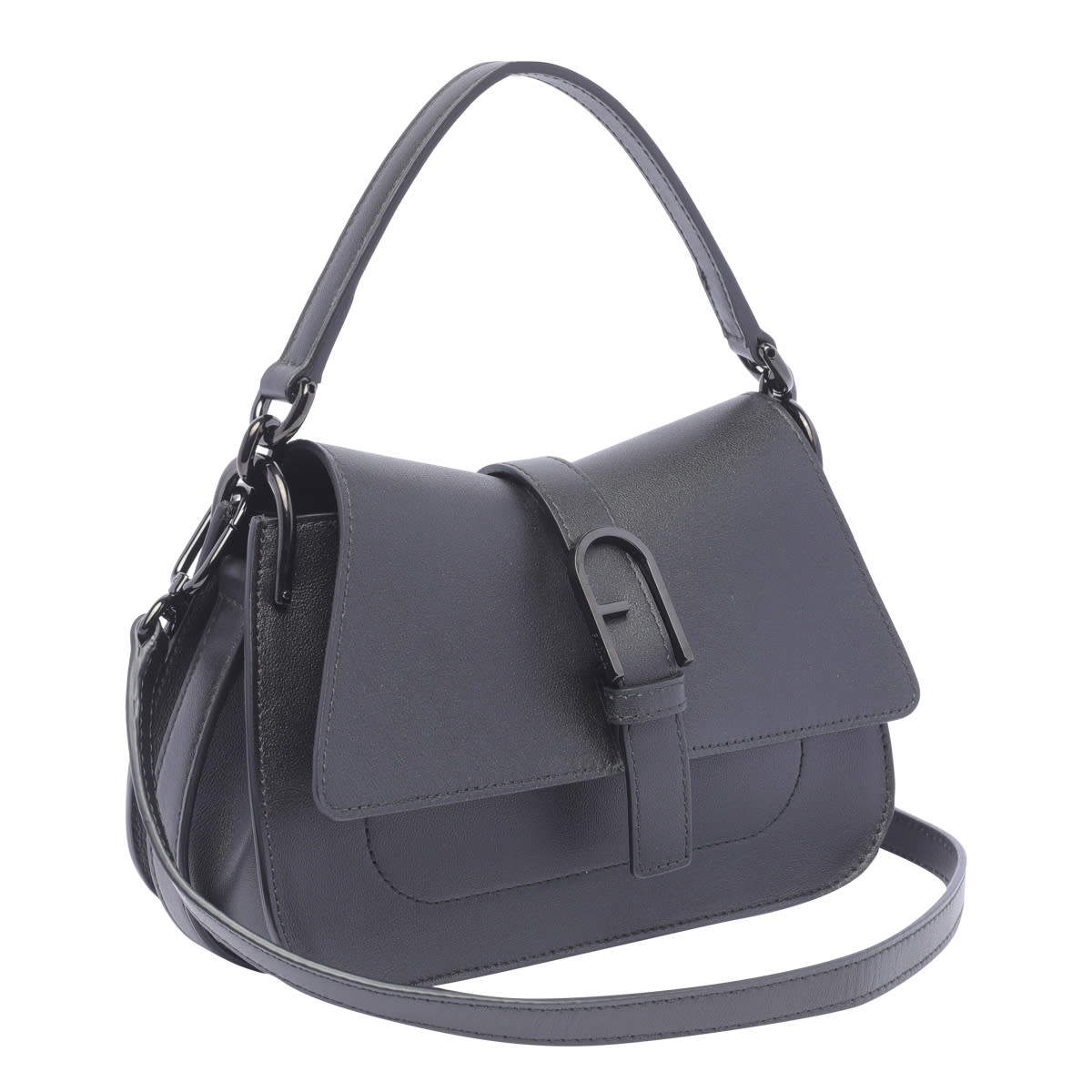 Shop Furla Flow Mini Top Hand Bag In Black