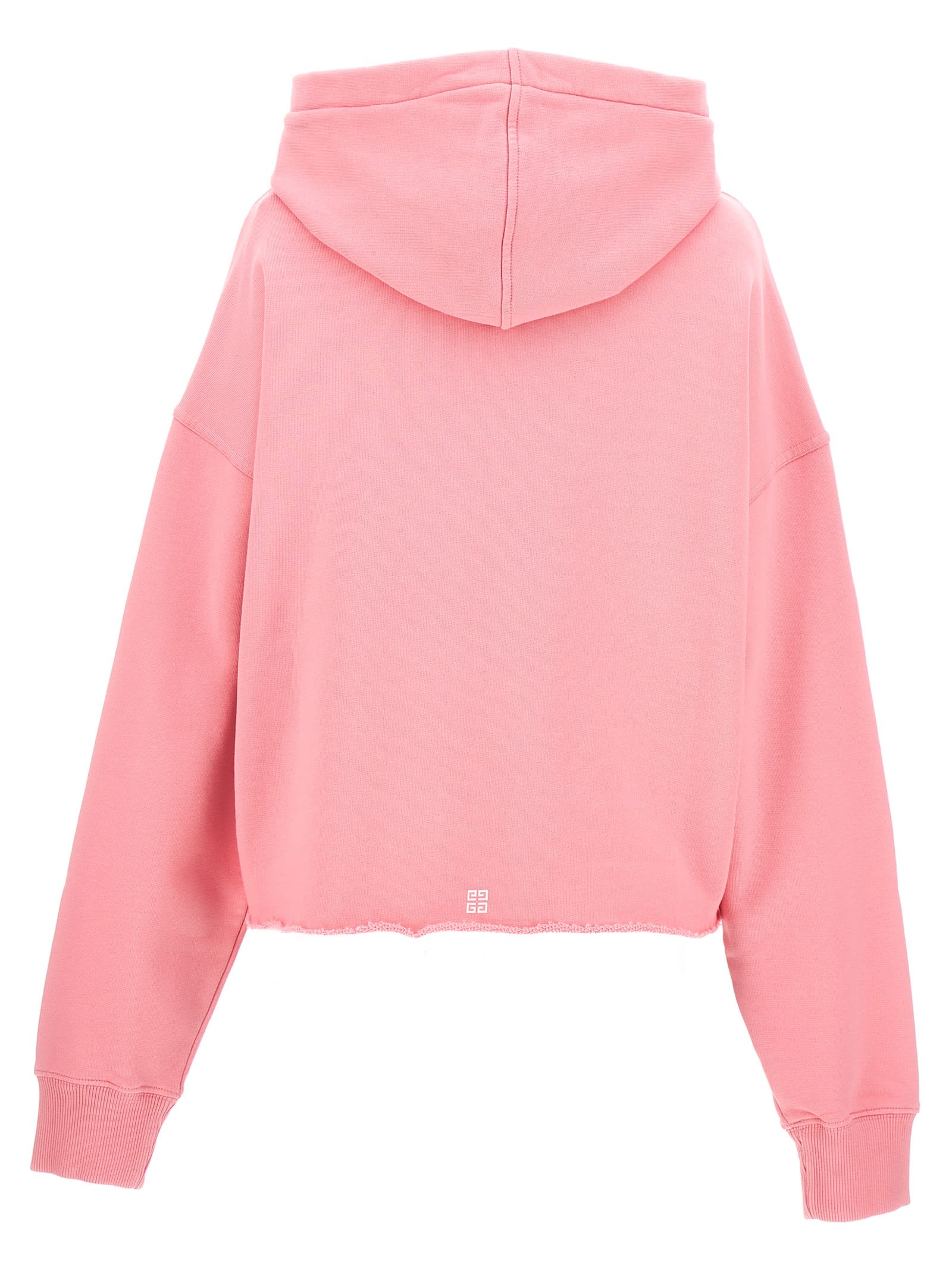 Shop Givenchy Cropped Logo Hoodie In Pink