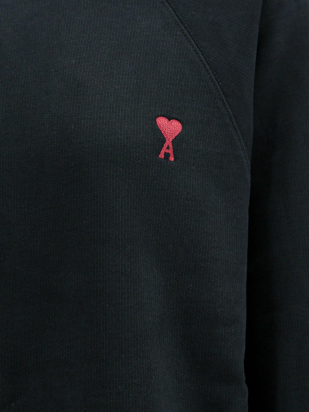 Shop Ami Alexandre Mattiussi Paris De Coeur Crewneck Sweatshirt In Black
