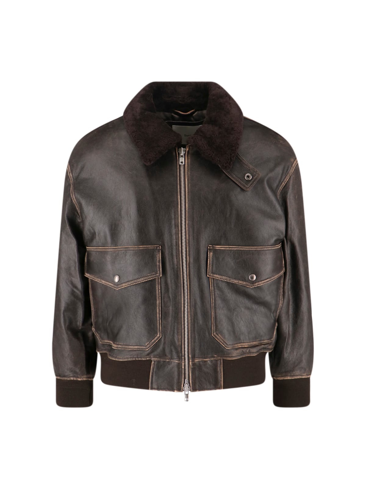 Dunst Lamb Leather Jacket In Brown