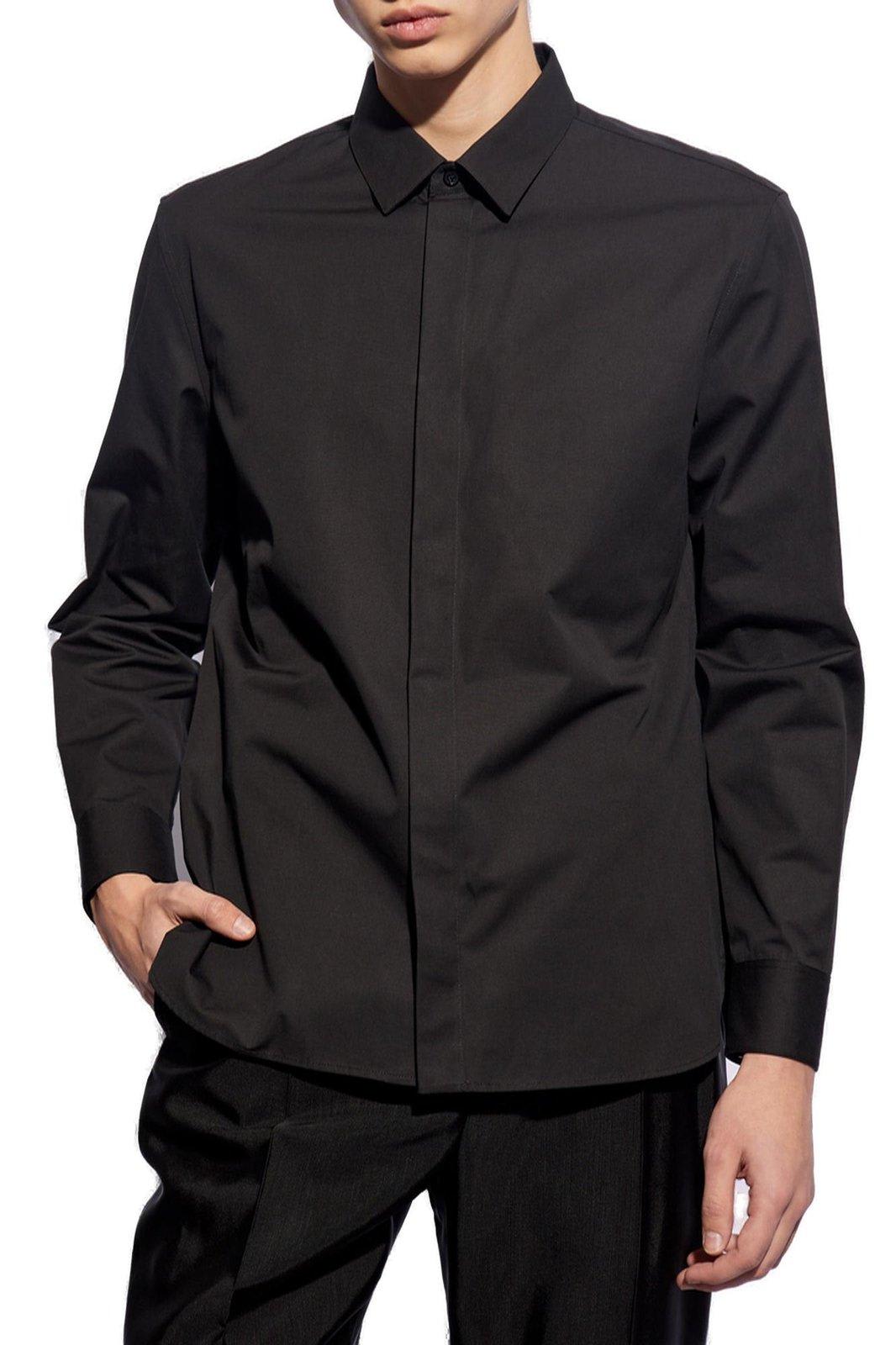 Shop Saint Laurent Slim-fit Long-sleeved Shirt In Nero