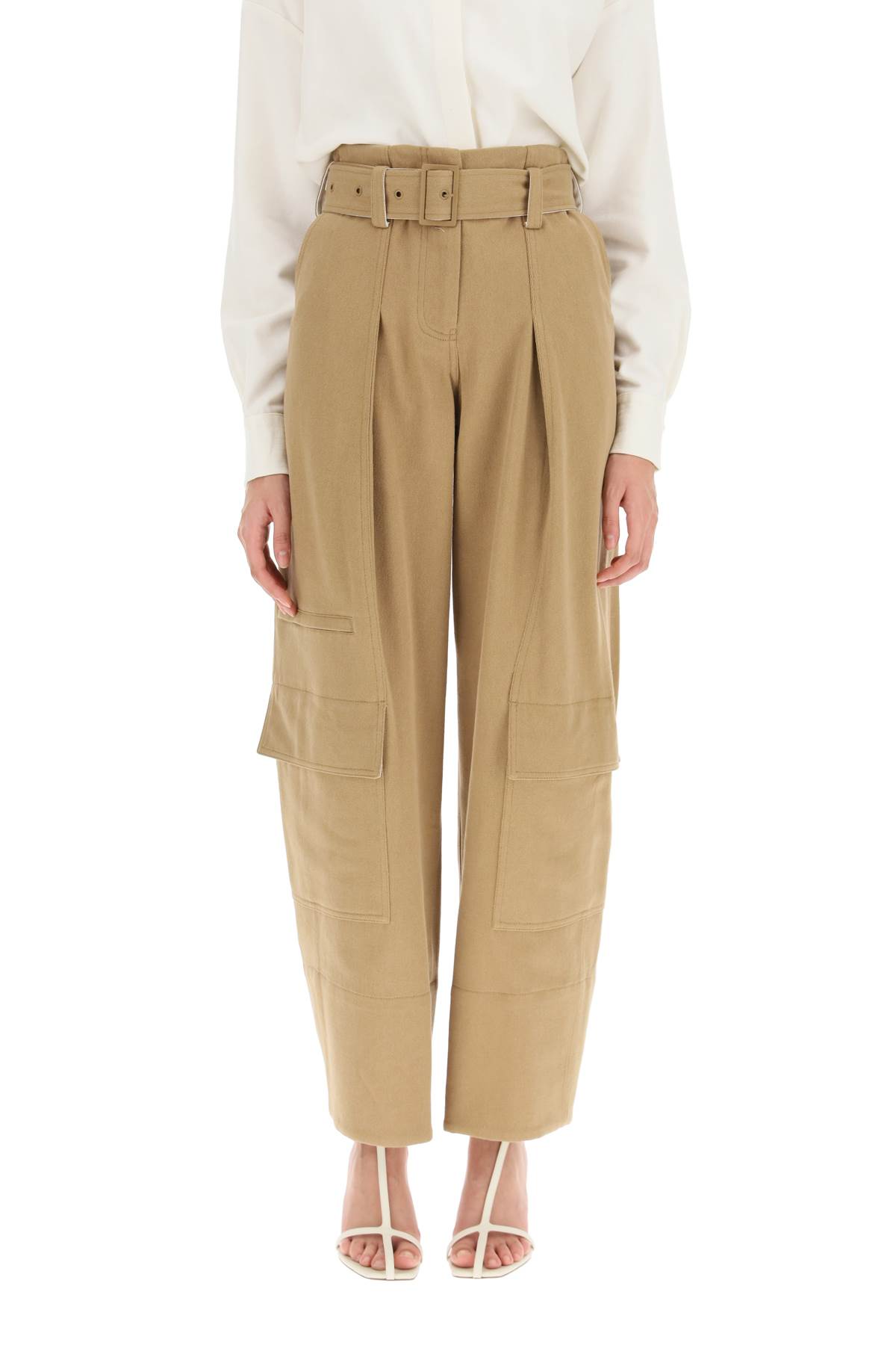 Shop Low Classic Cargo Pants With Matching Belt In Beige (beige)