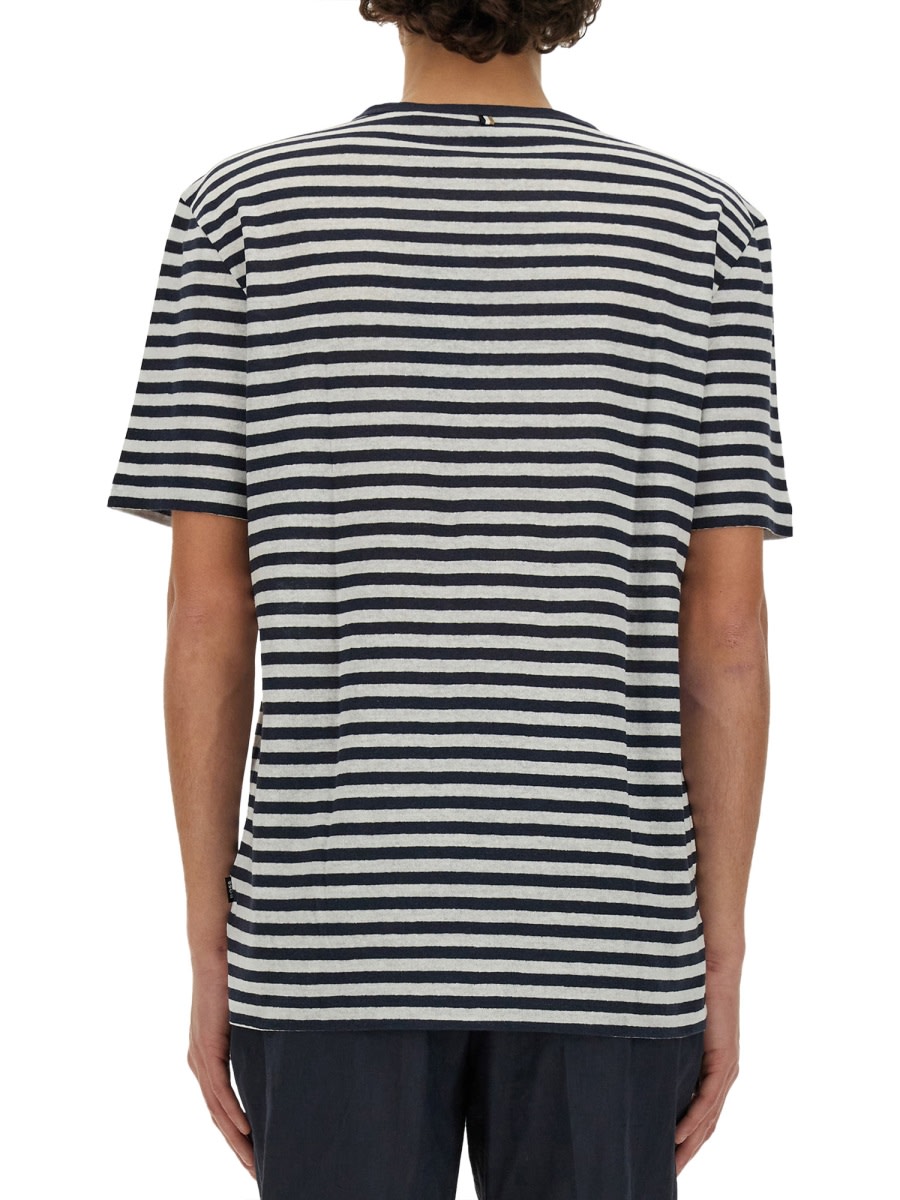 Shop Hugo Boss Striped T-shirt In Blue