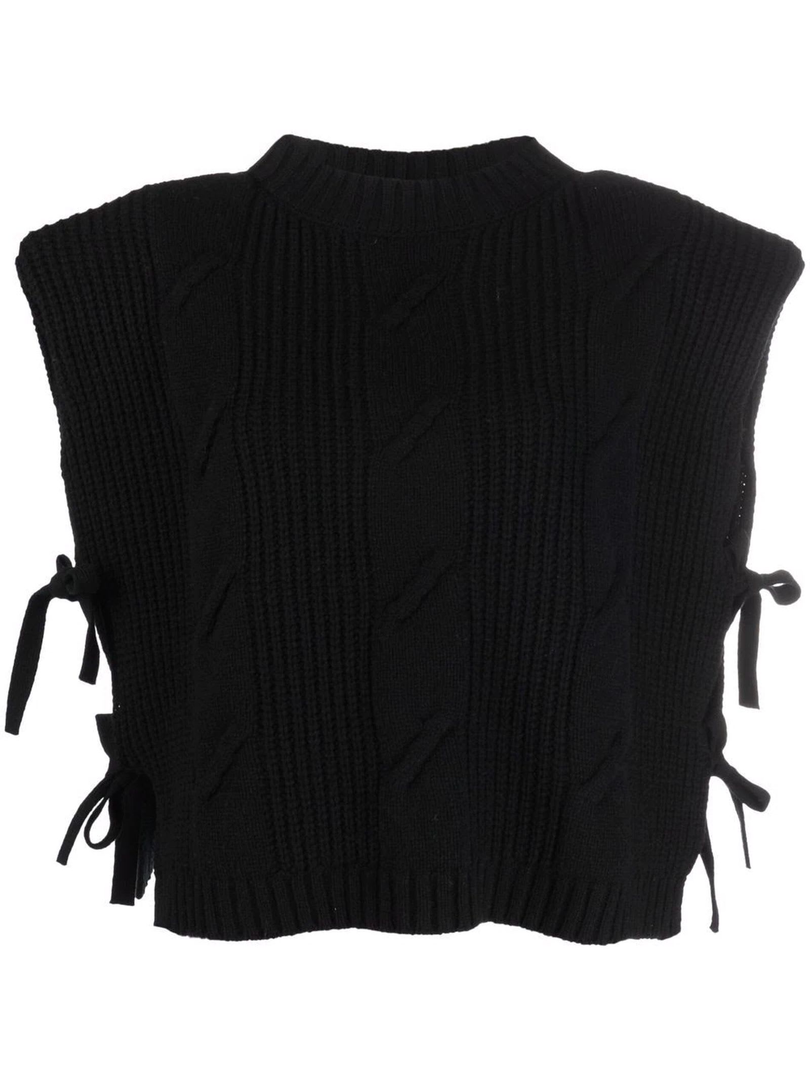 Federica Tosi Black Wool-blend Cropped Top