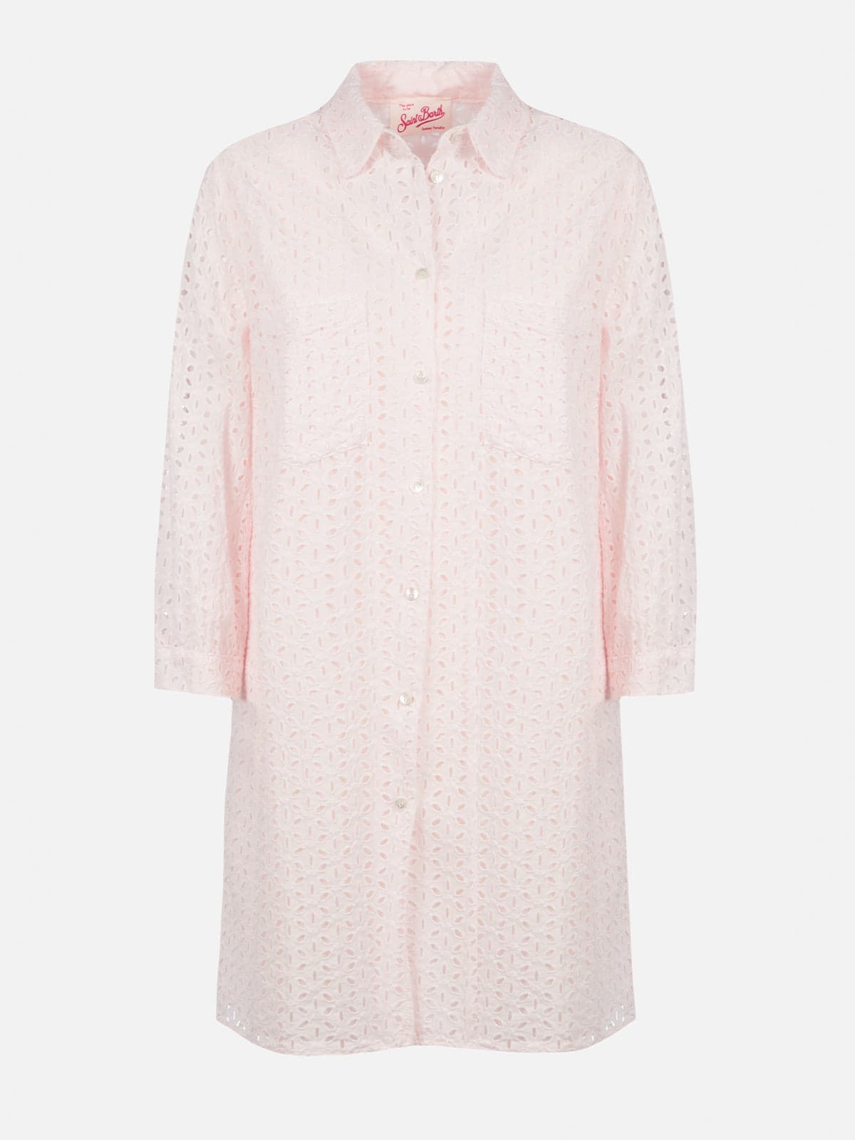 Mc2 Saint Barth Woman Pink Sangallo Shirt Mini Dress In Pink