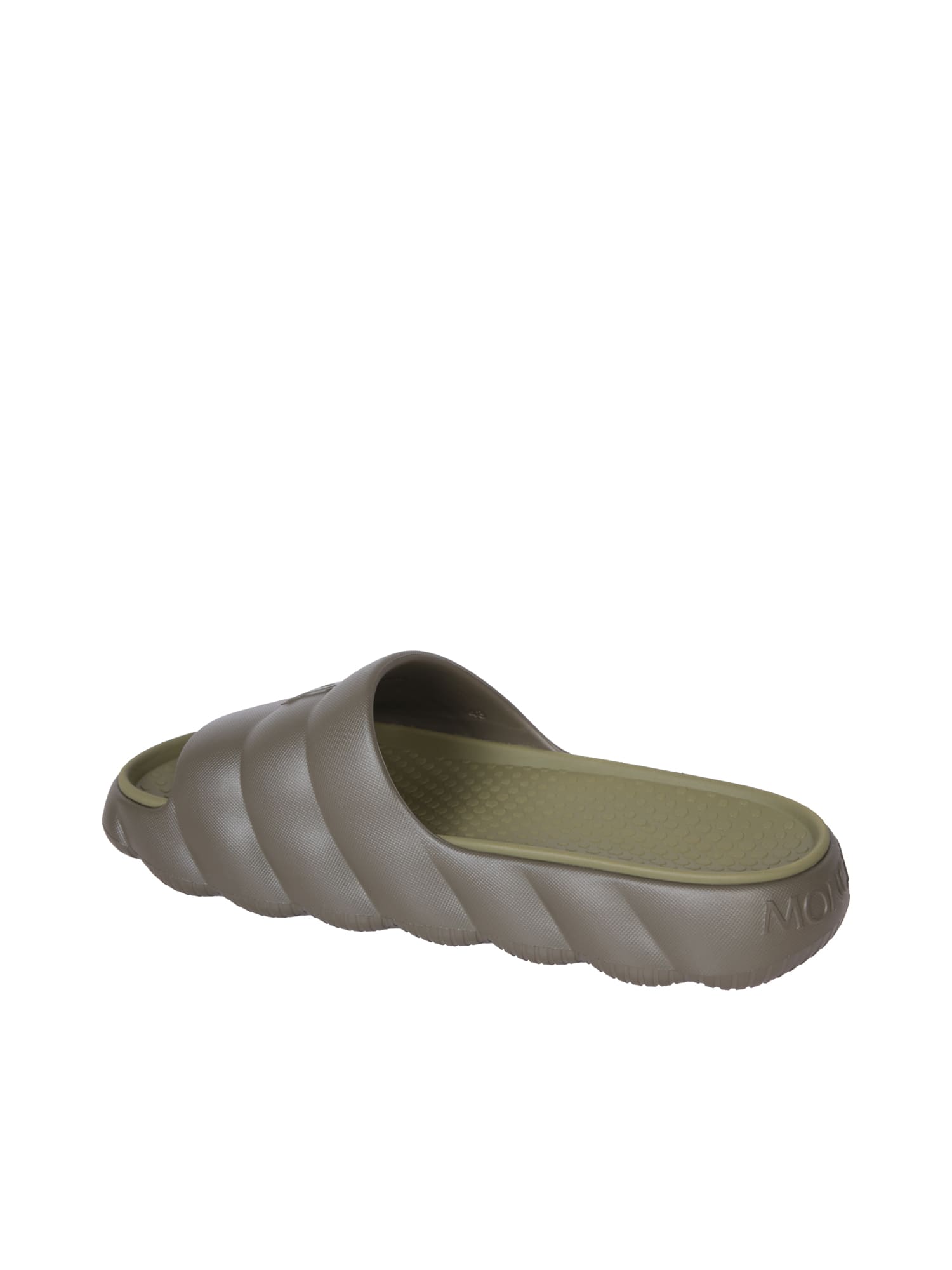 Shop Moncler Lilo Green Slides