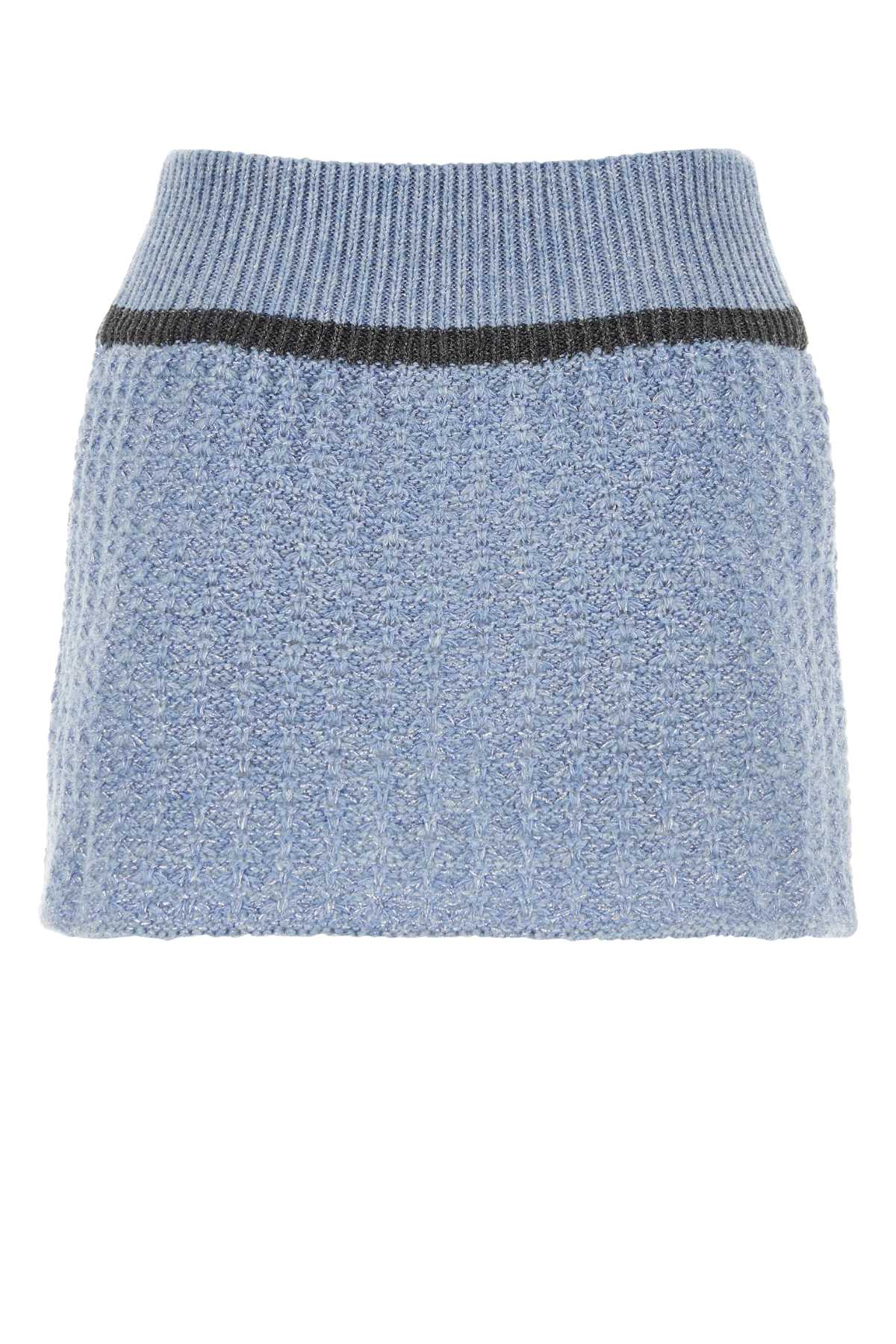 Cormio Cerulean Wool Blend Mini Skirt In Bluepervinca