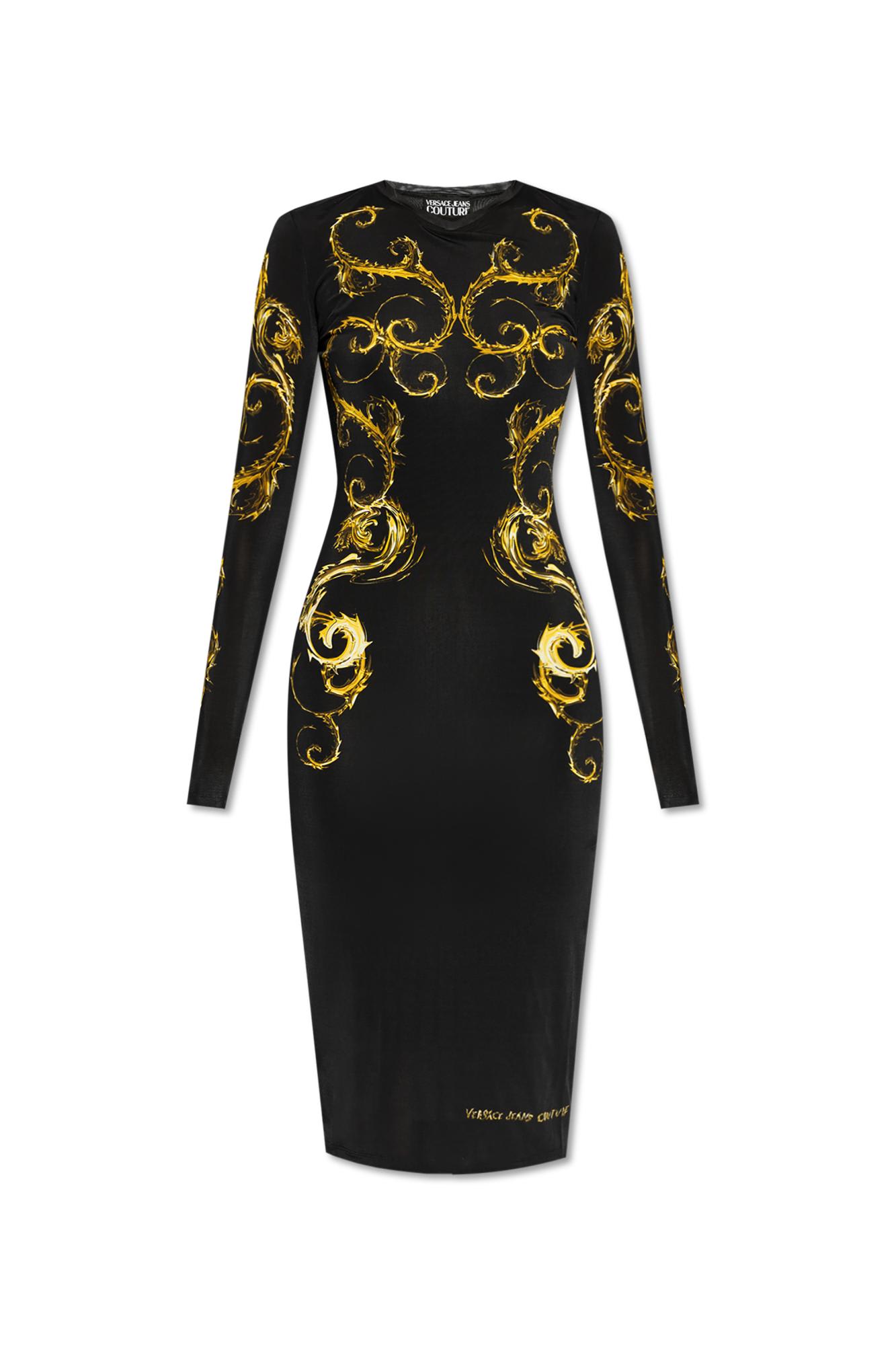 Shop Versace Jeans Couture Dress With Pattern In Black