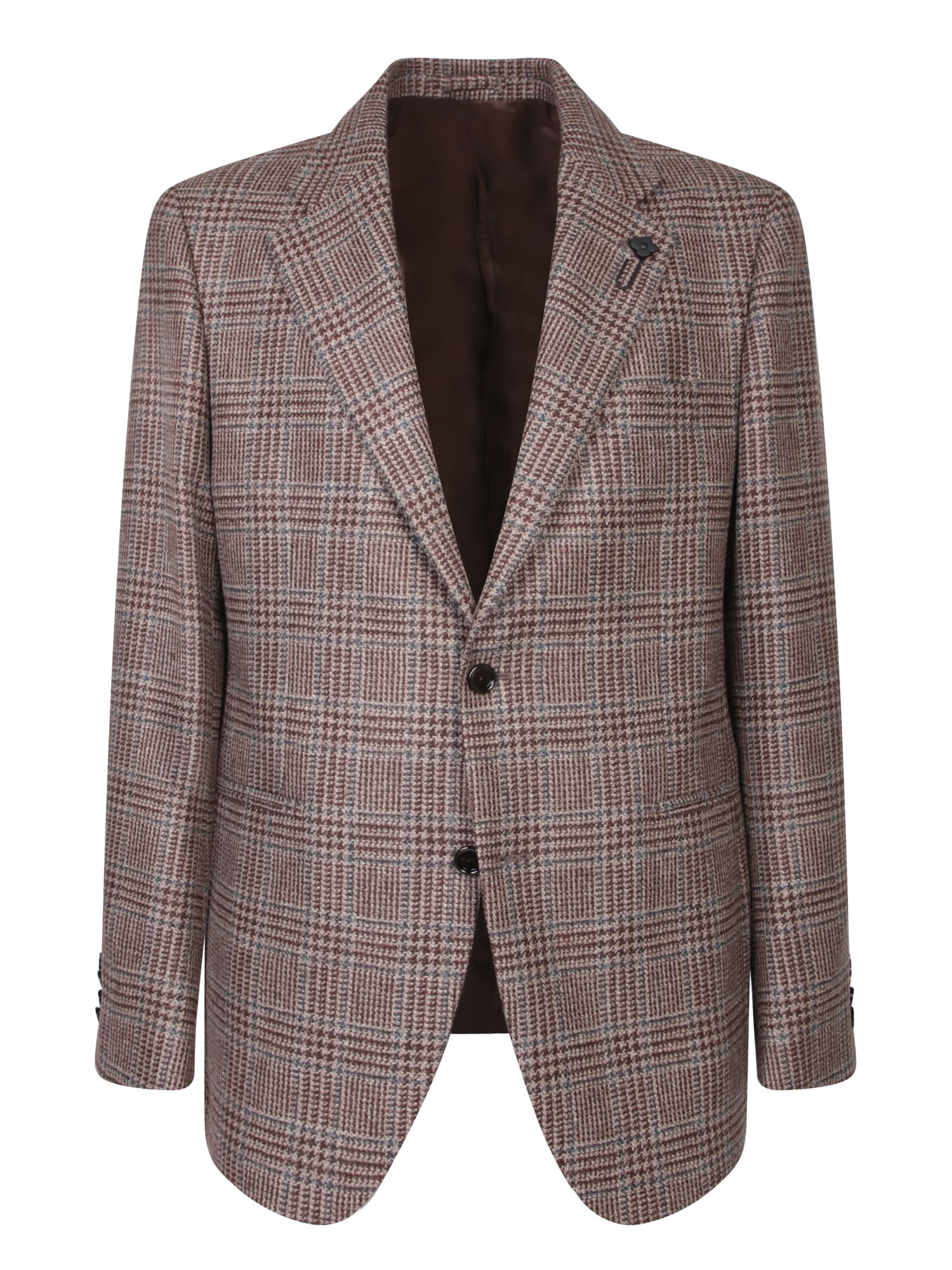 Shop Lardini Tweed Jacket In Beige/bordeaux