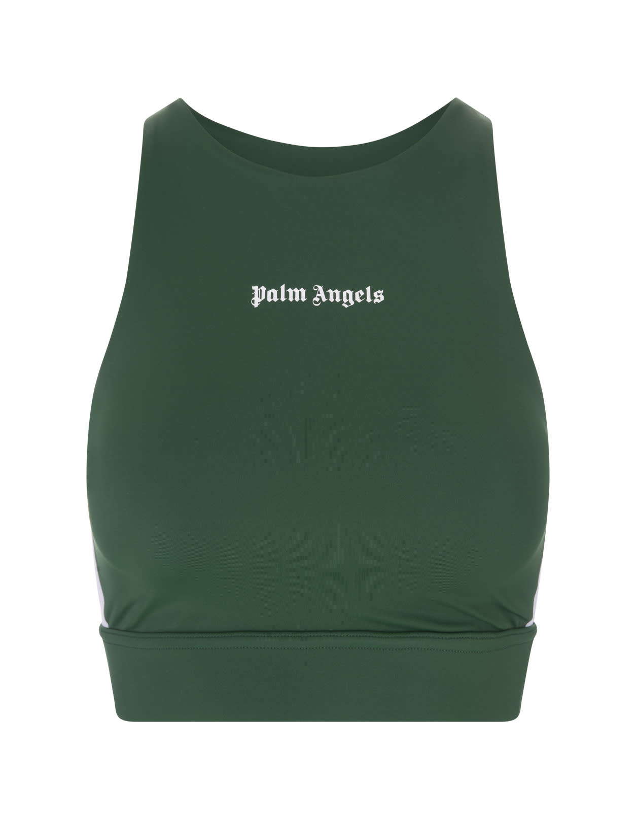 Palm Angels Dark Green Sporty Crop Top With Logo