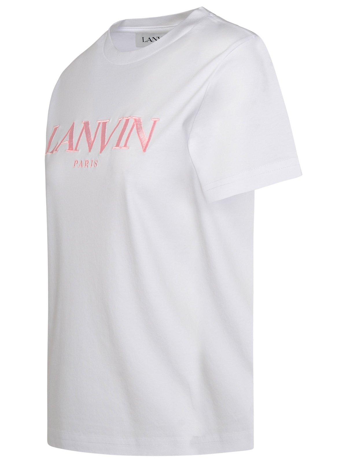 Shop Lanvin Logo Embroidered Crewneck T-shirt In White