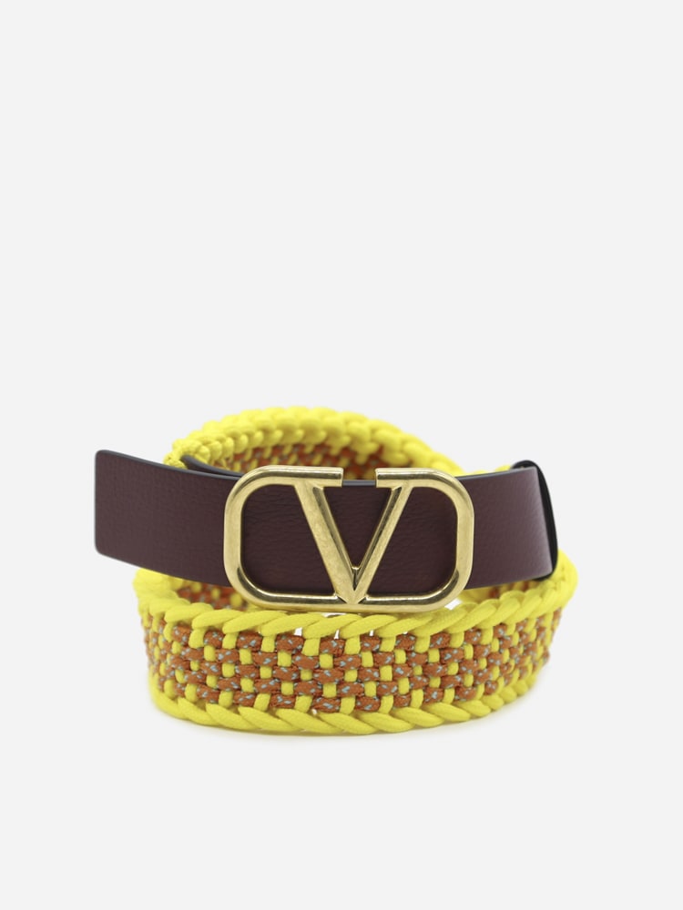 Valentino Garavani Vlogo Signature Belt In Woven Fabric