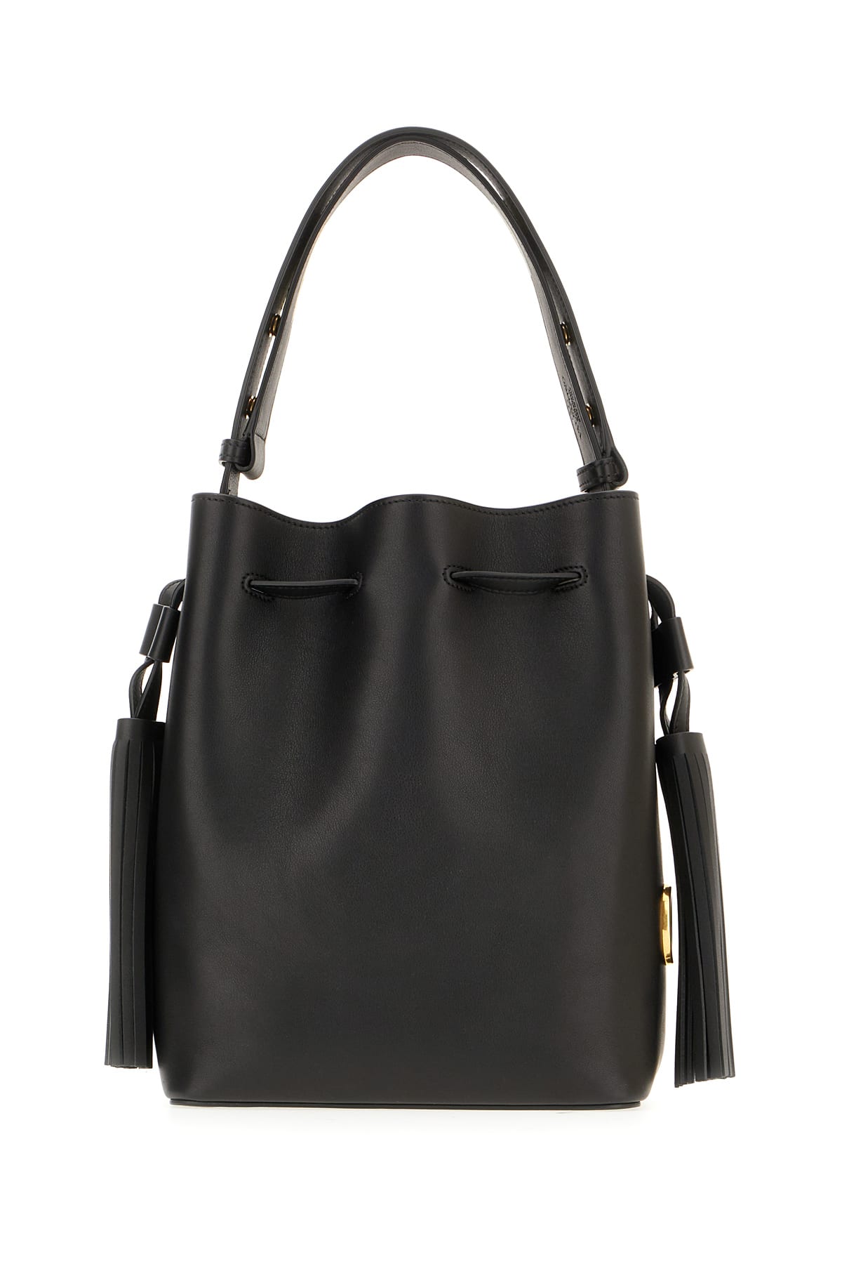 Valentino Black Leather Bucket Bag In Black