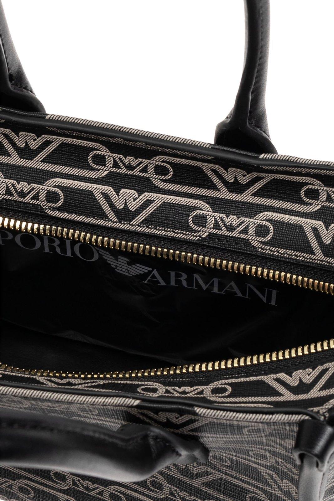 Shop Emporio Armani Shoulder Bag With Monogram In Black