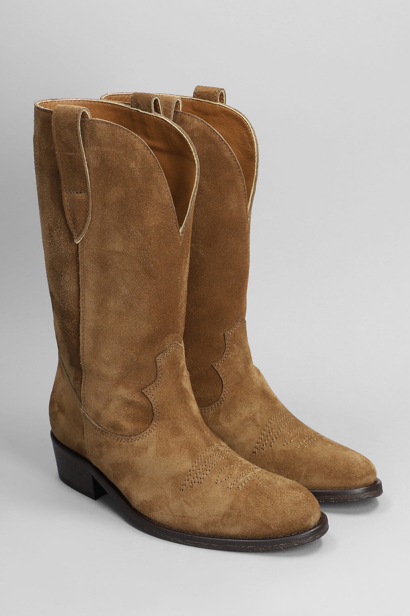 Shop Via Roma 15 Texan Ankle Boots In Leather Color Suede