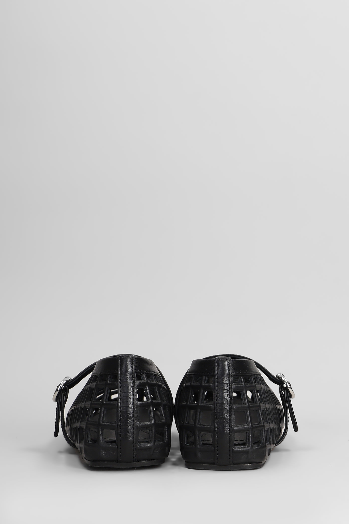 3juin Gwen 005 Ballet Flats In Black Leather In Black