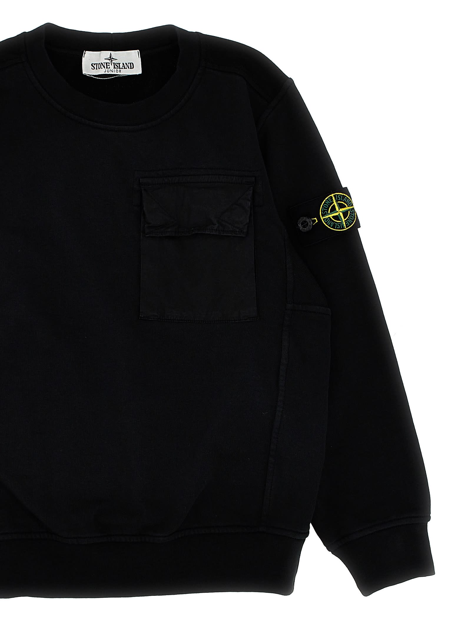 Shop Stone Island Junior Logo Badge Sweatshirt In Black