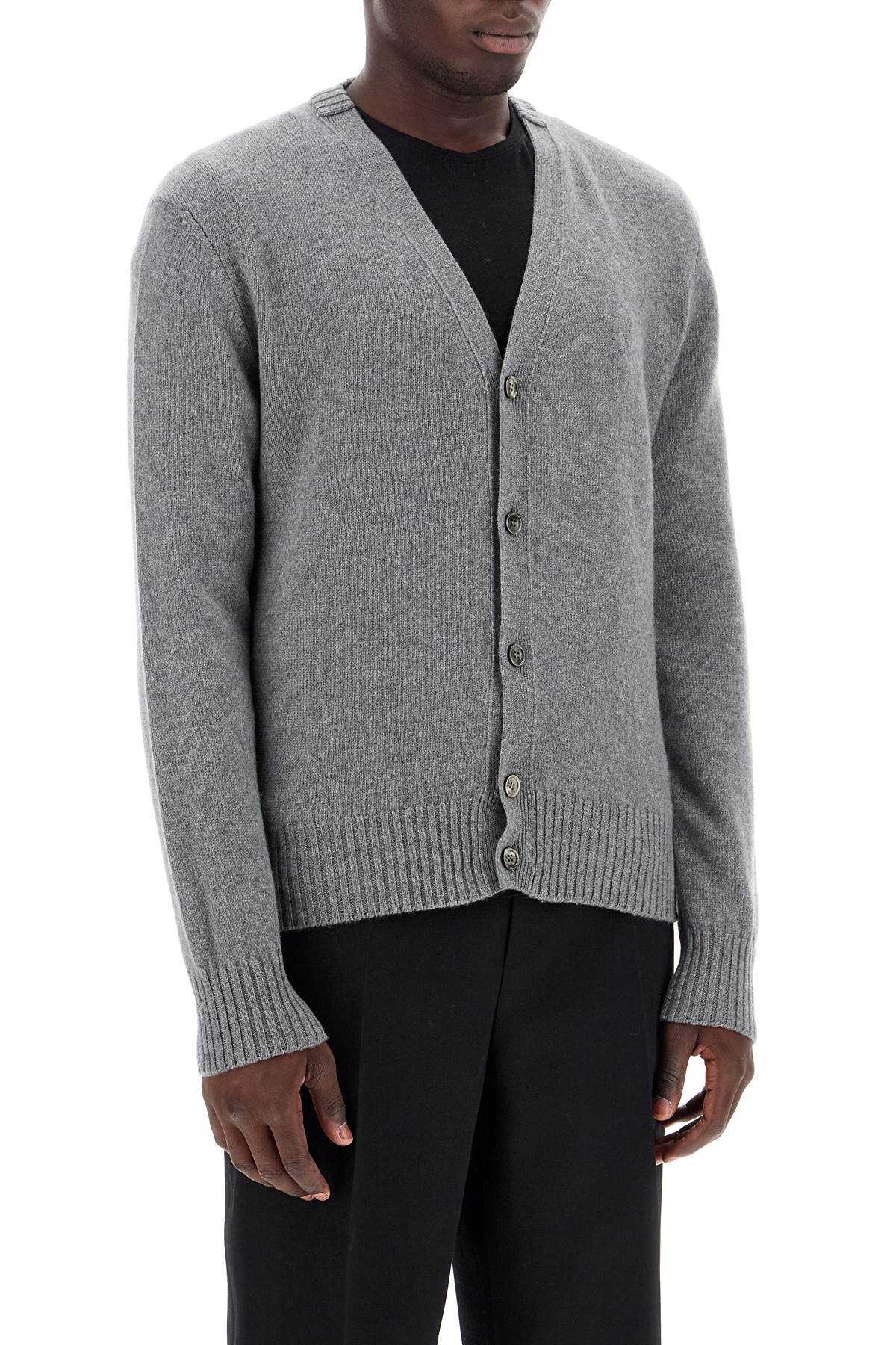 Shop Ami Alexandre Mattiussi Cashmere Cardigan For In Gris Clair (grey)