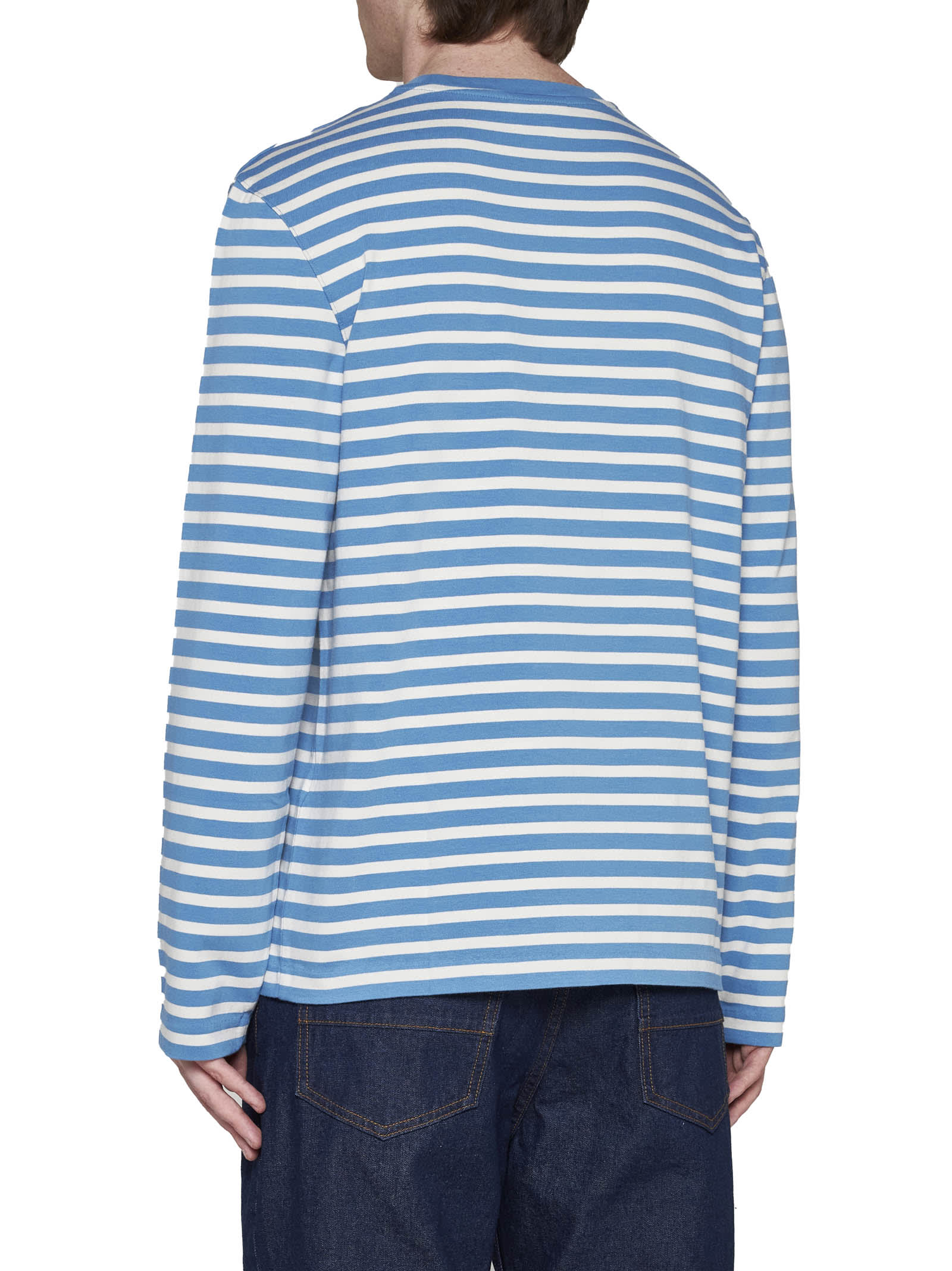 Shop Maison Kitsuné T-shirt In Drifter Blue Stripes