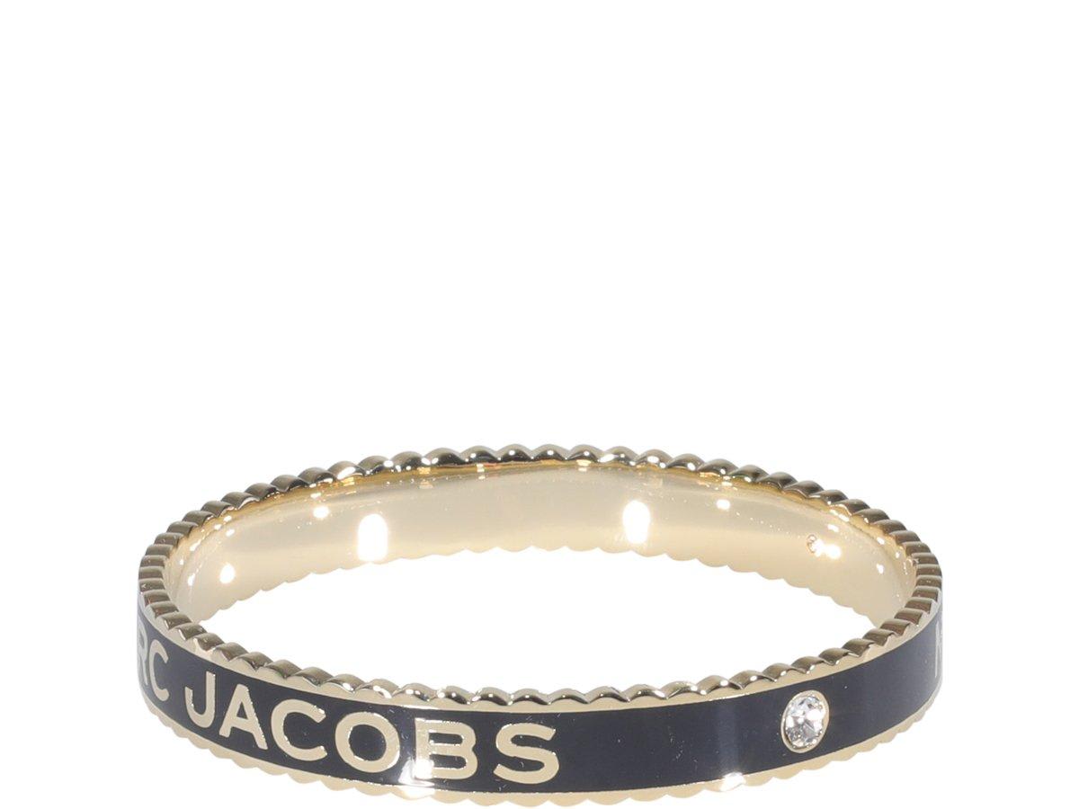 Shop Marc Jacobs The Medallion Logo Detailed Bracelet In Black/gold